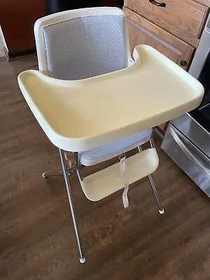 Vintage Chrome & Vinyl White & Baby Blue Dream Print Cosco Highchair High Chair • $80.95