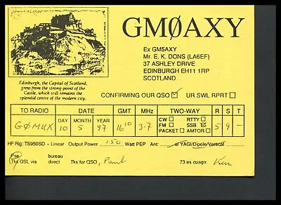 £2.49 • Buy 1 X QSL Card Radio UK GM0AXY - Edinburgh Scotland - 1997 ≠ Q485