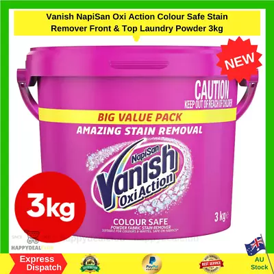 Vanish NapiSan Oxi Action Colour Safe Stain Remover Laundry Powder 3kg | NEW AU • $28.70