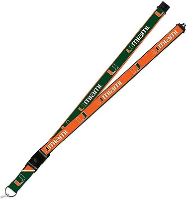 Miami Hurricanes Lanyard Keychain 2-sided Breakaway Clip University Of • $14.79