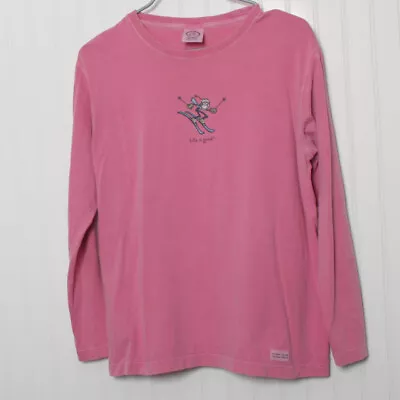 Life Is Good Women Pink Snow Skier Long Sleeve Cotton Top Large • £18.99