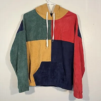 Vintage Zaful Color Block Jacket Corduroy Size Large Hooded 90’s New With Tag • $26.05