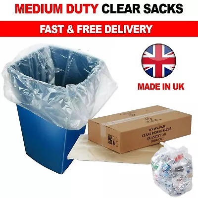 £2.49 • Buy 100 X Clear Refuse Sacks 140G Large Bin Liners Rubbish Waste Recycling Bags 90L