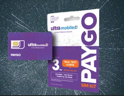 3 Pack Of Ultra Mobile Paygo Sim Cards. First Month Free After Activation. • $45