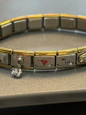 Vtg. Bradford Exc. Charming Touches Loyal Companion CAT Charm Bracelet • $12.99