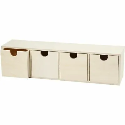 Wooden Mini Chest With FOUR Drawers To Paint Decorate 9x35cm Craft Storage Box • £12.95