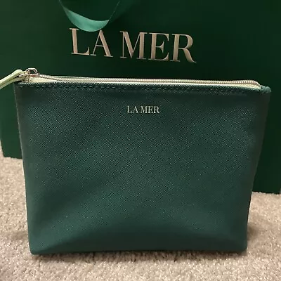 Brand New La Mer Green/White Cosmetic Make Up Travel Bag Full Zip Top • $14.50