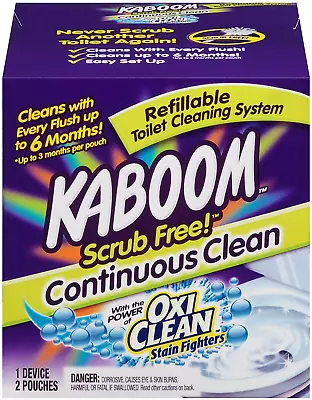Kaboom Scrub Free! Toilet Bowl Cleaner System 6 Months 2 Refill Pouches • $23.99