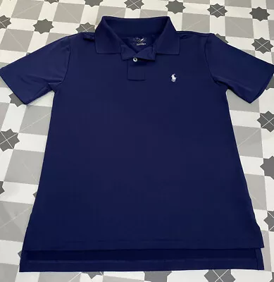 RALPH LAUREN POLO Boys Navy Sports Fabric T Shirt Top Age 10 Years (Medium) • £15