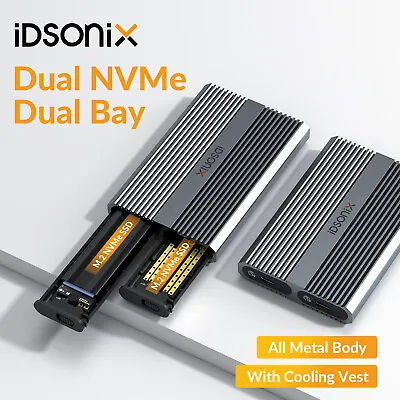 $53.99 • Buy Dual Bay M.2 NVME SSD Enclosure 10Gbps USB C 3.1 Gen 2 Hard Drive SSD Case 4TB