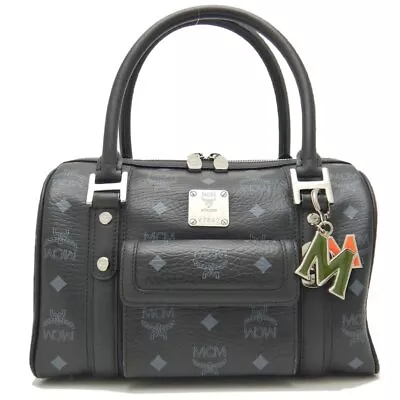 MCM Mini Boston Bag Vicetos PVC Coated Canvas/ Leather Black/251605 • $297