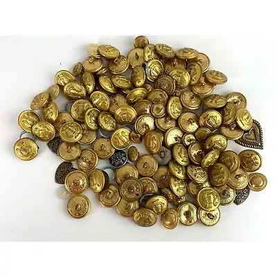 Vintage Superior Quality Brass Harp Buttons Lot Of 100 Various Sizes • $49.99