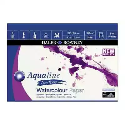 Daler-Rowney Aquafine Texture Watercolour Paper Pad A4 300G 12Sh - DISCOUNT • £8.95