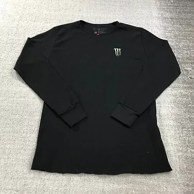 Monster Energy Drink Shirt Mens Large Thermal Waffle Black Long Sleeve Casual • $28.88