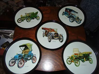 Metal Serving Tray Antique Car Vtg Collectible Atlantic Can Co (5) Trays • $45