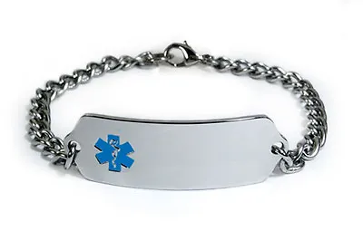 Medical Alert ID Bracelet With Curb Chain (5 Mm). Free Medical Wallet Card! • $29.99