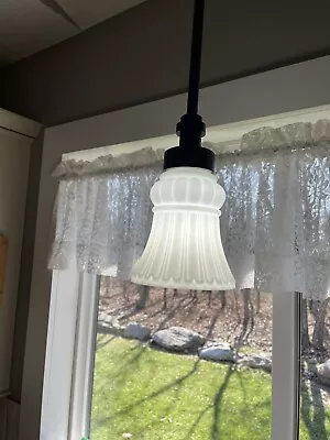 Victorian White Milk Glass Pendant Light Lamp Shade 2-1/4  Fitter • $29.99