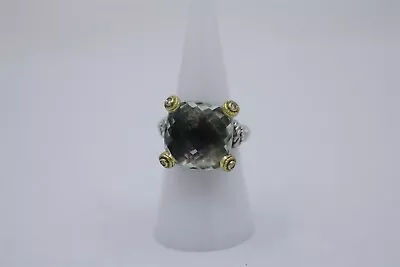 Vintage Sterling Silver Judith Ripka Prasiolite And Diamond Ring Sz 6 • $175