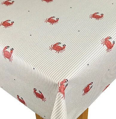 Rockpool Crab Stripe Cotton PVC WIPE CLEAN Tablecloth Oilcloth • £9.99