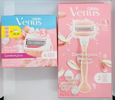 Gillette Venus Comfort Glide Razor & 4 Count Cartridges Bundle Set White Tea • $20