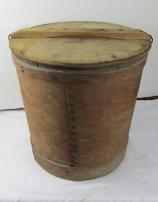 Original Vtg Antique Wooden Barrel Metal Insert  14”Tall Wood Cover RARE • $49.99