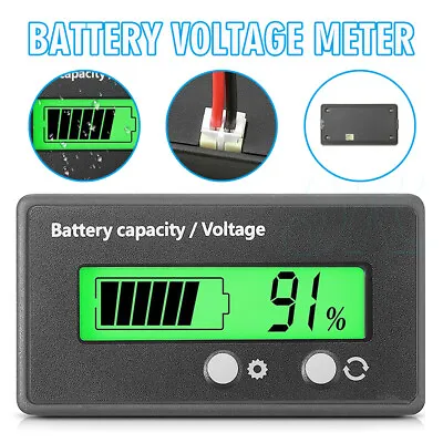 12V 24V 36V 48V LCD Battery Status Volt Voltmeter Monitor Meter Caravan Camper + • $6.99
