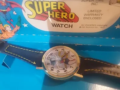 Vintage DABS Wonder Woman Watch In BOX Complete Swiss Made 1977 DC Comics RARE! • $219.99