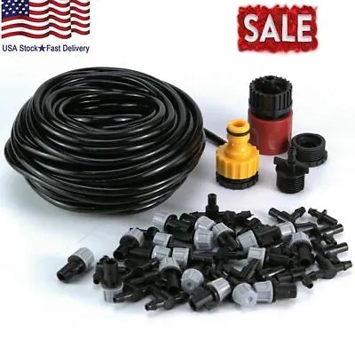 50ft Misting Cooling System Water Mister Nozzles Set Garden Irrigation Outdoor • $13.01