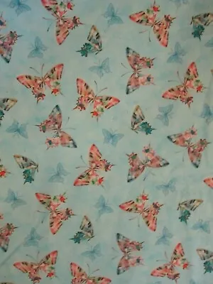 Butterfly Butterflies Realistic Monarch Colors Stunning Cream Cotton Fabric FQ  • $3.89