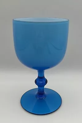 Carlo Moretti Murano Blue & White Cased Glass Wine Goblet • $35