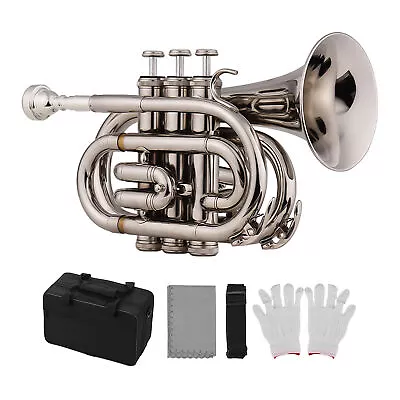Mini Pocket Trumpet Bb Flat Brass Wind Instrument W/ Mouthpiece Carry Case H2R2 • $133.06