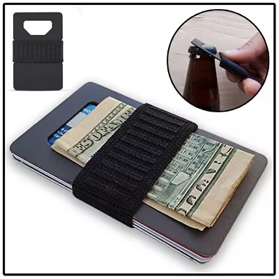 £2.99 • Buy Minimalist Credit Card Money Clip Wallet With Bottle Opener Titanium Metal Black