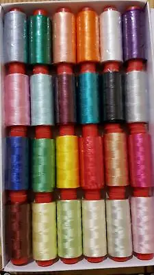 24 Spools Of Machine Silk Embroidery Threads For Brother Janome And Many More  • £11.59