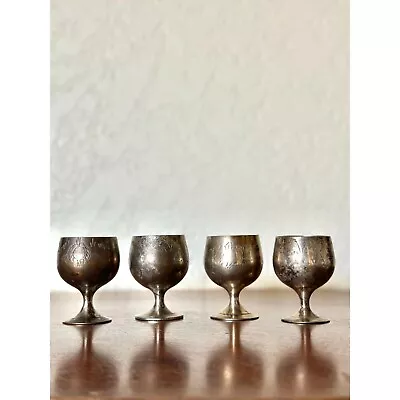 Vintage Late Century Silver Plated Miniature Goblets For Appertifs Or Cordials • £30.84
