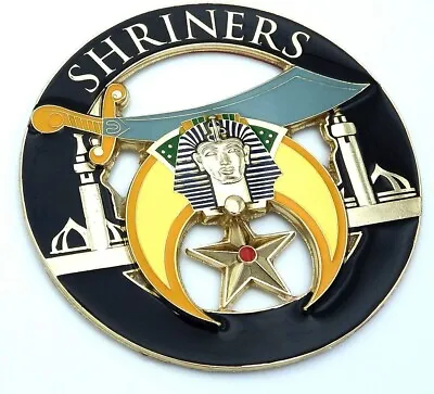 Shriners Masons Masonic 3  Metal Gold Plated Black Car Emblem Decal MAS11-BLK • $7.99