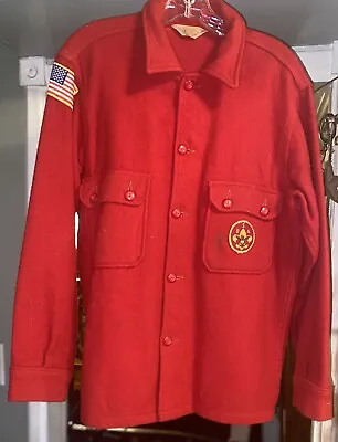 VTG 50s 60s Red Boy Scouts Of America Wool Eagle  Scout Association Jacket Sz 40 • $22