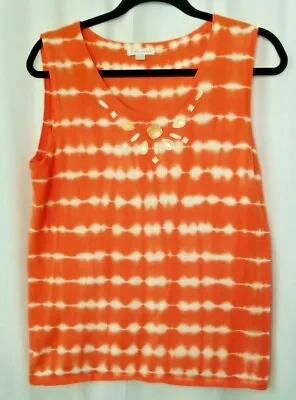 Women's Top Orange Tie-Dye Stone Accents Erin London Size  Large • $9.99