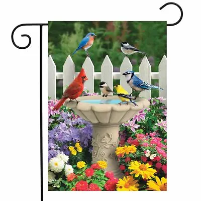 Spring Garden Friends Garden Flag Birds Birdbath Floral 12.5  X 18  Briarwood • $9.86