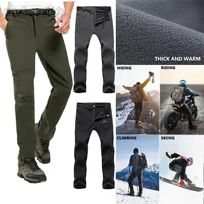 Men Hiking Pants Walking Trousers Fleece Lined Fishing Winter Thermal Bottom UK • £16.99
