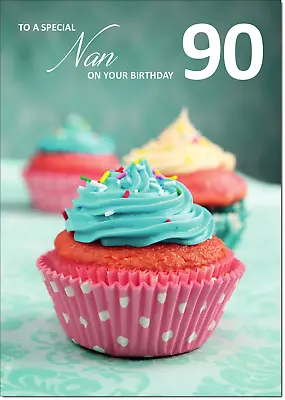 Doodlecards Nan Age 90 90th Birthday Card Cupcakes • £3.49