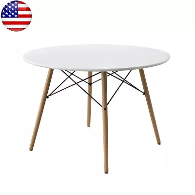 Round Modern Dining Table Mid Century Style Include 1 Table Beech White Color • $126