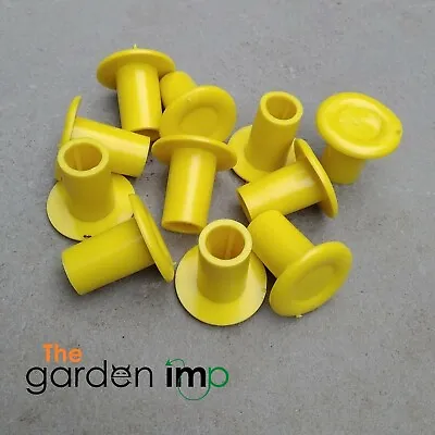 100 Yellow Rubber Garden Cane Caps Toppers Eye Protectors Garden Safety Med Lge • £13.89