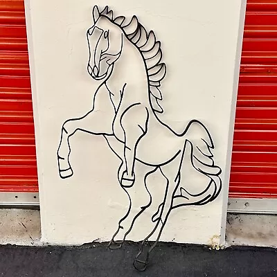 Horse Wrought Iron Metal Sculpture Outline Stallion Wall Hanging Art Black 31  • $29.95