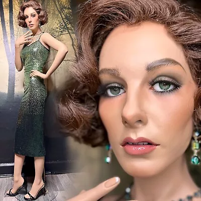 GRENEKER Vintage Realistic Full Size Female Mannequin Green Glass Eyes And Teeth • $749