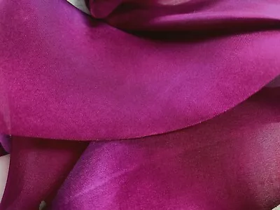 Silk Ribbon 2.5  On The Bias Hand Dyed 1yd Made In USA Fuchsia Cabernet • $9.79