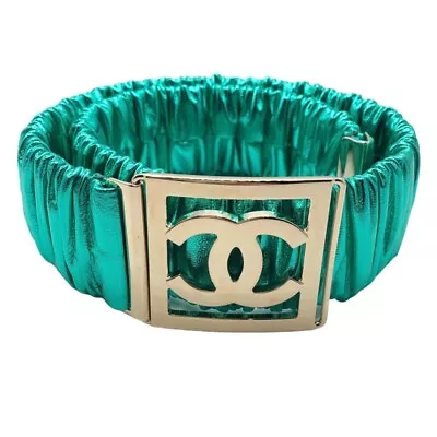 Auth Chanel Belt Women's Belt Cocomark Green Lambskin W59cm X H4cm F/s • £974.39