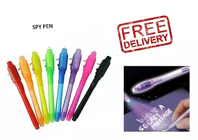 Spy Pen Invisible Ink UV Light Magic Secret Messages Party Bag Kids Gift Fun • £3.49