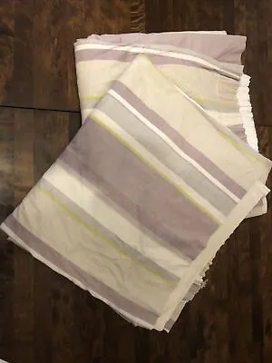 Laura Ashley Awning Stripe Violet And Beige Cotton Curtains APPROX 80”Drop 86”w • £25