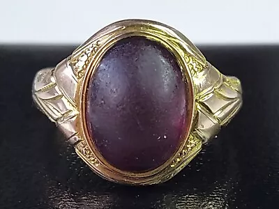 £380 • Buy Late Georgian Early Victorian 9ct Gold Cabochon Amethyst Signet Ring Size O
