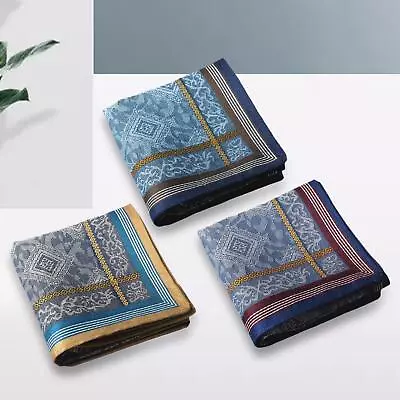 3x Color Pockets Square Hankies Cotton Mens Handkerchief For Party • £8.09